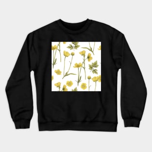 Buttercup summer small flower on white Crewneck Sweatshirt